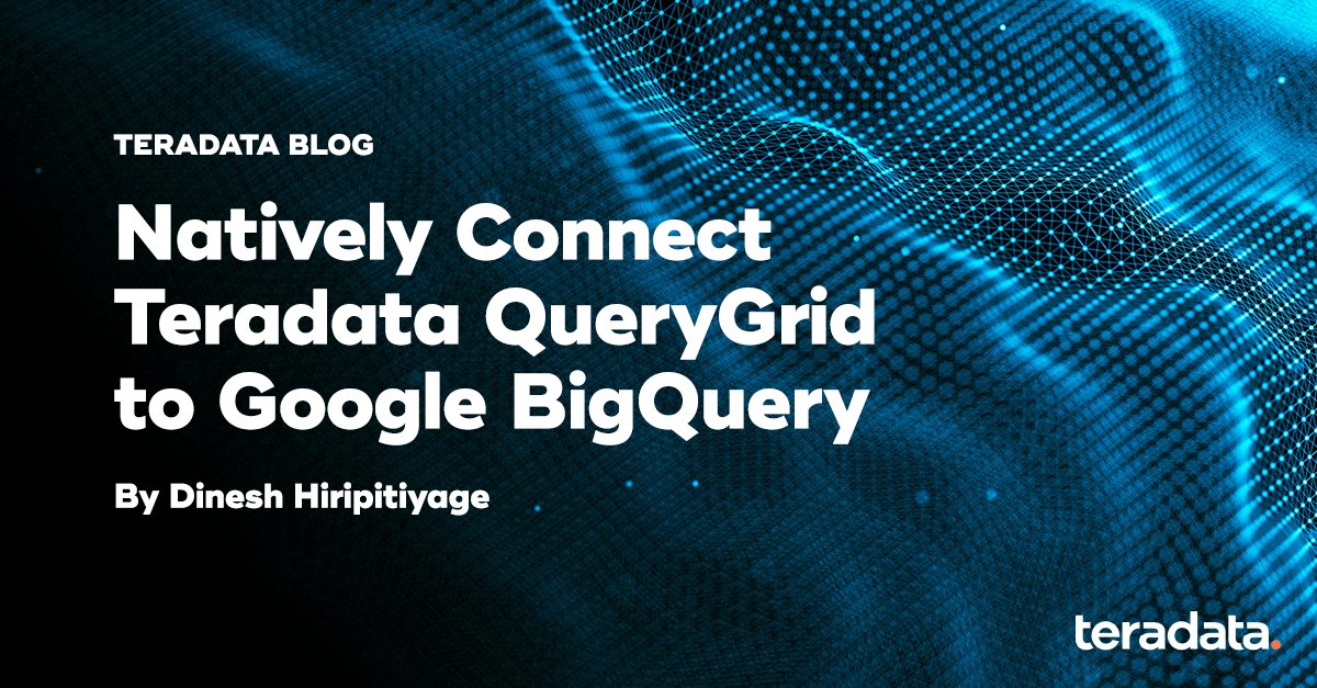 Teradata's tweet image. Did you know how #TeradataVantage enables customers to connect data between Vantage and BigQuery in real time? Read how Teradata delivers a truly hybrid multi-cloud data analytics platform, here: teradata.co/3caYJVH