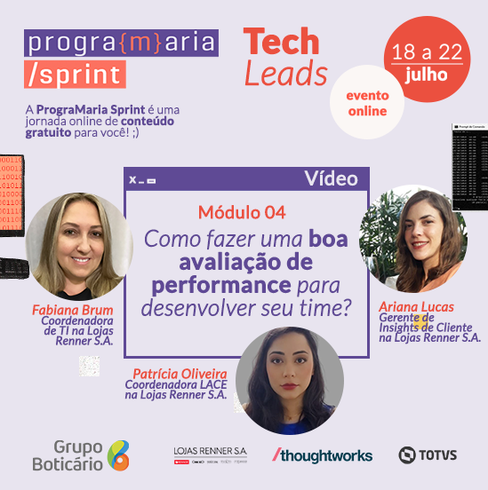 programaria's tweet photo. No #módulo4 você vai saber mais sobre a importância de aplicar a gestão de pessoas e entender como ela acontece no dia a dia! A #PrograMariaSprint é totalmente gratuita, e essa é a última semana de inscrição, por isso, não perca tempo e se inscreva! https://t.co/Vro5Dv6UPM