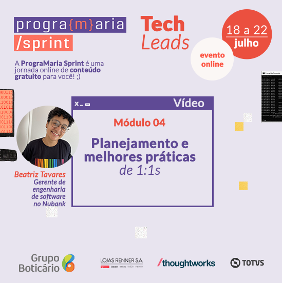 programaria's tweet photo. No #módulo4 você vai saber mais sobre a importância de aplicar a gestão de pessoas e entender como ela acontece no dia a dia! A #PrograMariaSprint é totalmente gratuita, e essa é a última semana de inscrição, por isso, não perca tempo e se inscreva! https://t.co/Vro5Dv6UPM