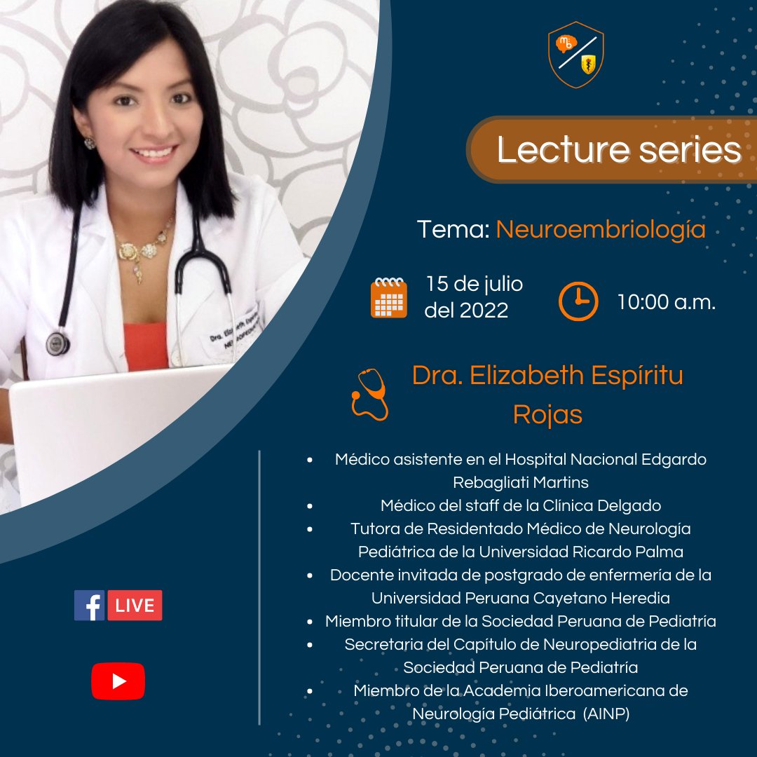 MBCayetano's tweet photo. El viernes 15 de julio tendremos nuestra primera conferencia de "Lecture Series Mission:Brain Cayetano" sobre Neuroembriologia a cargo de la Dra. Elizabeth Espíritu

🗓️Fecha: Viernes 15 de julio
⏰Hora: 10:00 (GMT-5)

Registro: https://t.co/7OS5YgysDt https://t.co/WNd4NrpUNv