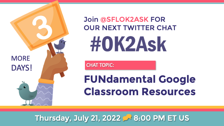 Our next #edchat #twitterchat from <a href="/TeachersFirst/">TeachersFirst</a> is Thursday, July 21, at 8 PM EST.

Topic: FUNdamental Google Classroom Resources

Use #OK2Ask &amp; #TeachersFirst to join our host <a href="/BowerKM/">Kevin Bower</a>

#edtechchat 
#edtech 
#edutwitter
#teachertwitter
#GAFE
#GoogleEDU 
#Google