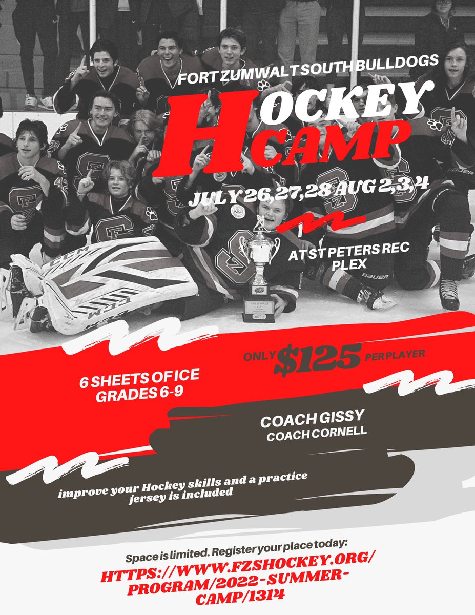 FZSHockey's tweet photo. Sign up today! This is a great opportunity and a great price to get extra practice in before club tryouts! You don’t have to be a bulldog to attend! https://t.co/TCdeIDwSKm