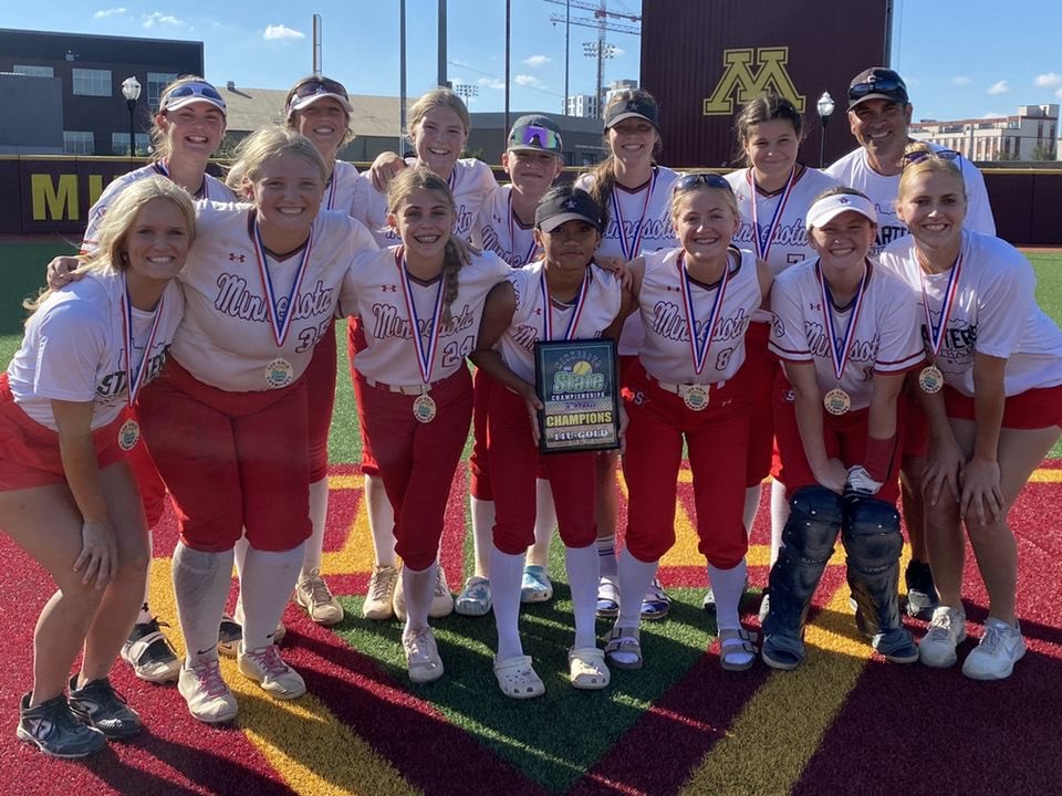 CatalystSB_'s tweet photo. YOUR 2022 MINNESOTA STATE CHAMPIONS!!! 🏆〽️

In a hard fought game, our 14U Gold team took home the W 5-4! It took flashy defense, clutch hits, great pitching, and a Quennie Chavez GAME WINNING bunt!

Congrats ladies! We are so proud of you all! 👏🏆

#WeAreStarters⭐️ https://t.co/8nD9wzZjB3