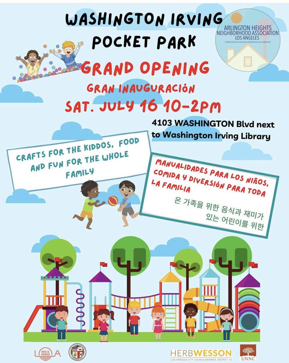 This Saturday from 10-2pm, join us at Washington Irving Pocket Park for the Grand re-opening. Enjoy crafts, food and fun for the whole family!