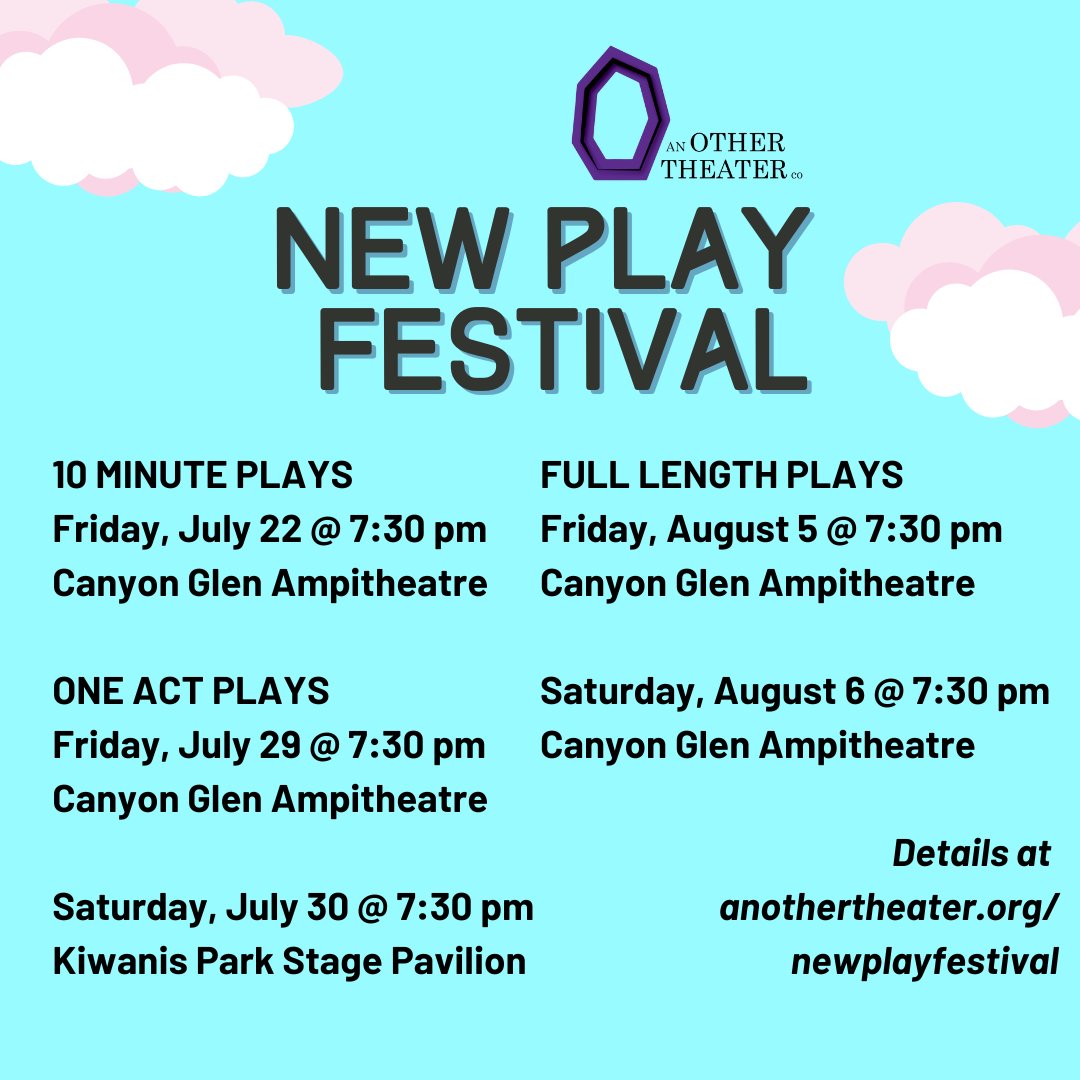 AnOtherTheater's tweet photo. Did you know we're hosting a New Play Festival? It's true! Things kick off on Friday, July 22 with our selection of 10 minute plays and continues for three weekends covering 10-minute, one acts, and full length original works! Details at https://t.co/AYASpZeFwu

#utahtheatre https://t.co/idEzzztg7z