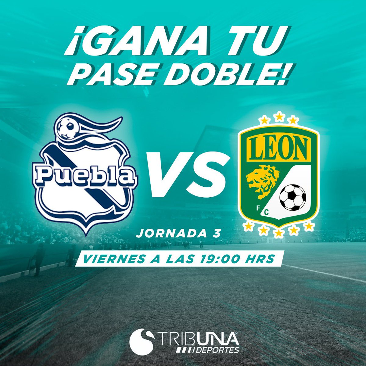 Tribunadeportes's tweet photo. Gana un pase doble para el @ClubPueblaMX 🆚 @clubleonfc, requisitos: 

- Ser nuestro seguidor y de @NoticiasTribuna, @TribunaVigila y @codigorojopue 
- Responder este tweet con nombre completo y número telefónico 

Los ganadores este viernes en #TribunaMatutina y #TribunaPM. 🎽⚽️ https://t.co/94UgCnsI3k