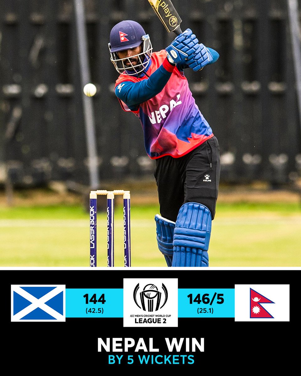 Nepal claim their eighth win of ICC Cricket World Cup League 2 👏

Latest standings 👉 bit.ly/3uL5u7c