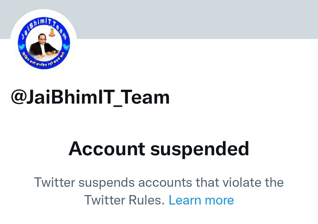 Hey, @Twitter please unsuspend @JaiBhimIT_Team twitter account as soon as possible. This account always raise the voice of the voiceless.
@TwitterSupport @Twitter
#Unsuspend_JaiBhimIT_Team