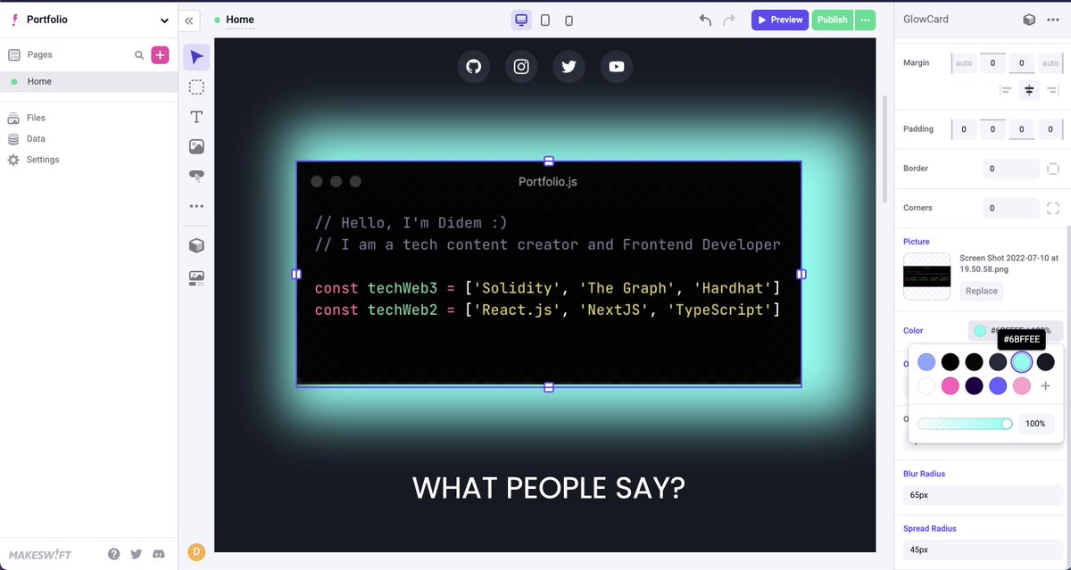 DidemKkkaraasl1's tweet photo. You can use @MakeswiftHQ to turn your NextJS site a visually editable one which your marketing team fall in love with :) 

👉 Use Makeswift's visual builder to design your website

👉 Register new custom React components 

And publish to your own custom domain 🪂🎉🎉 https://t.co/eaIR4k1iyx