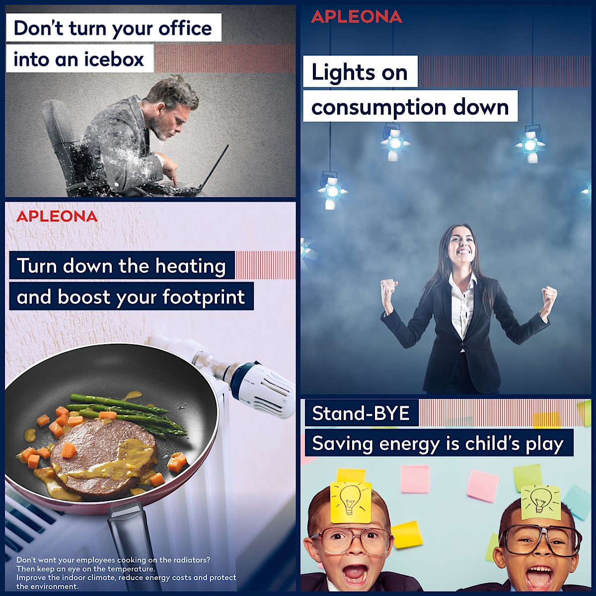 Apleona_Group's tweet photo. Our current campaign suggests quick and easy ways to save energy at the office. User behavior is one of the most important factors influencing energy consumption of a building.

Learn more about the energy management at Apleona: https://t.co/pAL0gKUgkm  

#ESG #greenrealestate https://t.co/JN1EOnXT5K