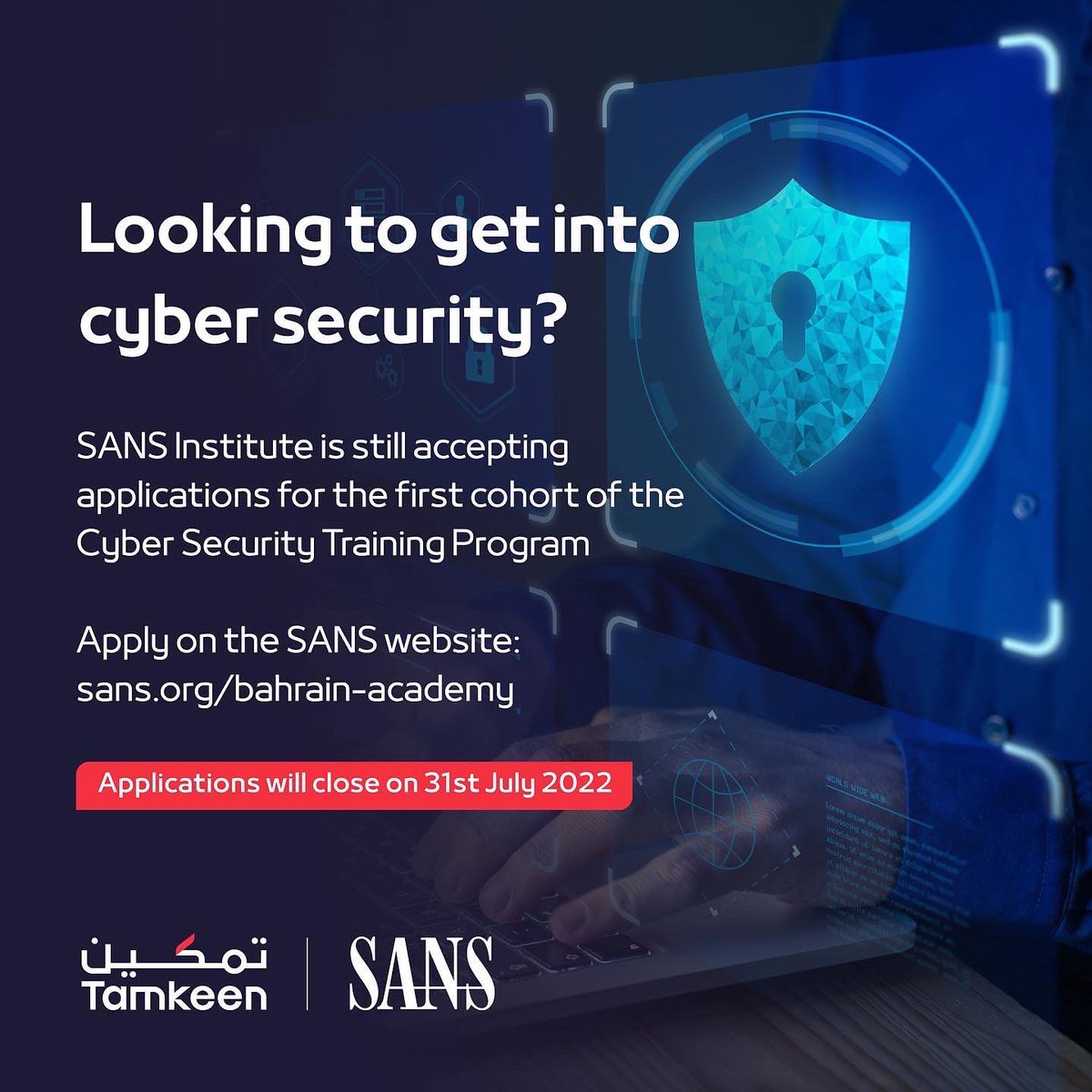 TamkeenBahrain's tweet image. Apply now to the first cohort of the Cyber Security Training Program! 

#TrainMe #TamkeenPrograms