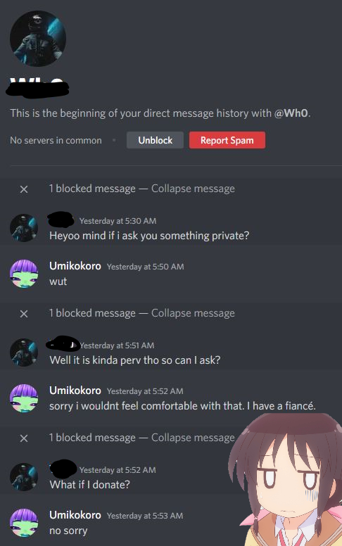 umikorokoro's tweet image. So yesterday I got a weird dm during my stream. Please don't be this guy.🙄#Streamerproblems #Vtuber