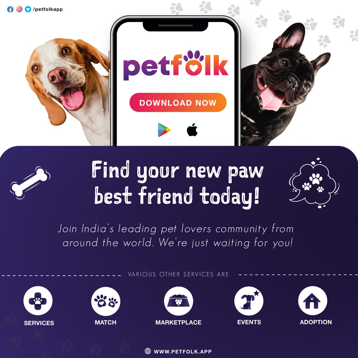 What are you still waiting for? DOWNLOAD NOW, create your pet's profile and let your pet make a new friend today! 

#petparents #petlover #petgroomer #petparentcommunity #socialmediaapp #PetsOfIndia #PetCelebrities #petevents  #petcare  #dogparent #catparents #petfolkapp #petfolk
