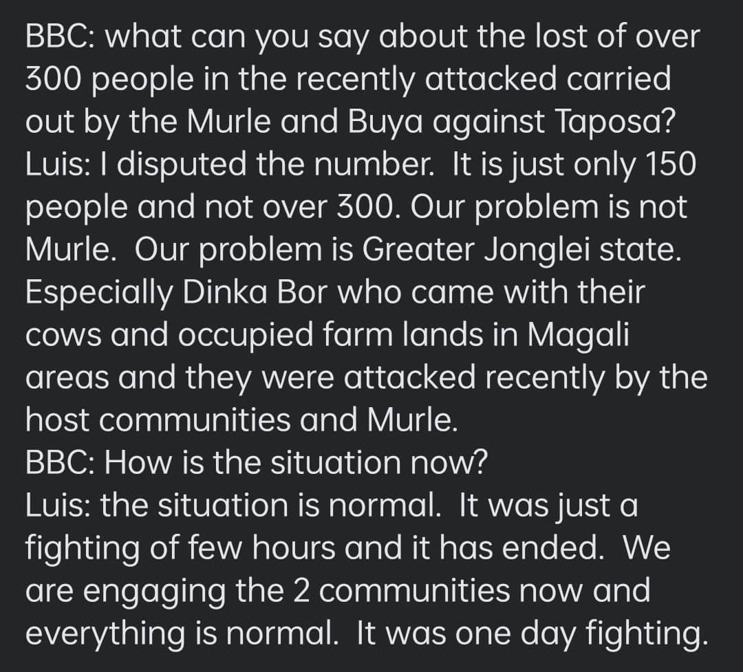 jacob_atem's tweet photo. Until some of our leaders start to value human lives, communities and citizens will continue to butcher themselves. How dare the Governor termed the 150 people killed in Kapoeta as “Just only 150 people...”. ⁦@SSOT_tweets⁩ https://t.co/7Obottl8wq