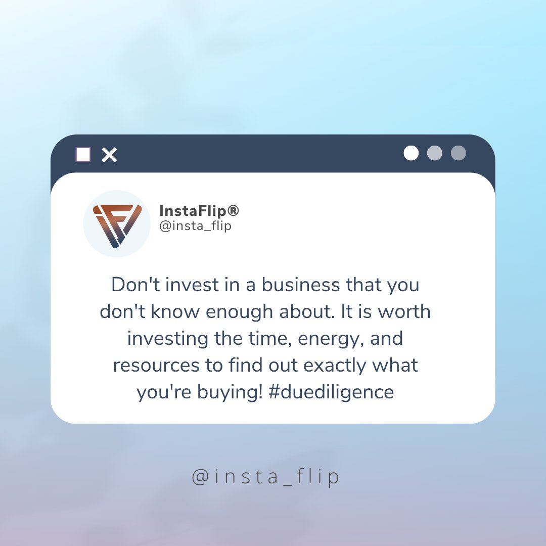 insta_flip's tweet photo. If you're into an online business, it's important to know what you're doing and be able to avoid the pitfalls that can ruin your plan for financial freedom. #business #onlinebusiness #duediligence #businessbroker #instaflip #wisewordsoftheday https://t.co/gJmWvjVGz6