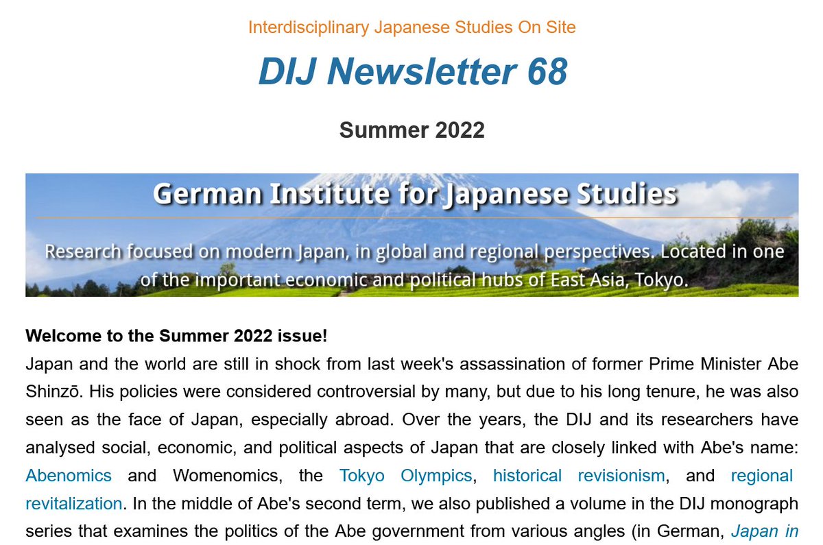 dij_tokyo's tweet photo. Our #DIJNewsletter introduces Green Finance project @franzDIJTokyo, announces symposium on Art in the Countryside @b_geilhorn, welcomes visiting professor @lisaonaga. Plus: Catchword 'LINE Mondai' @HaraldKuemmerle, Alumni news @gkirsch18 @elisab_at & more https://t.co/nCtZeW17fk https://t.co/Uu7bMlVRfC