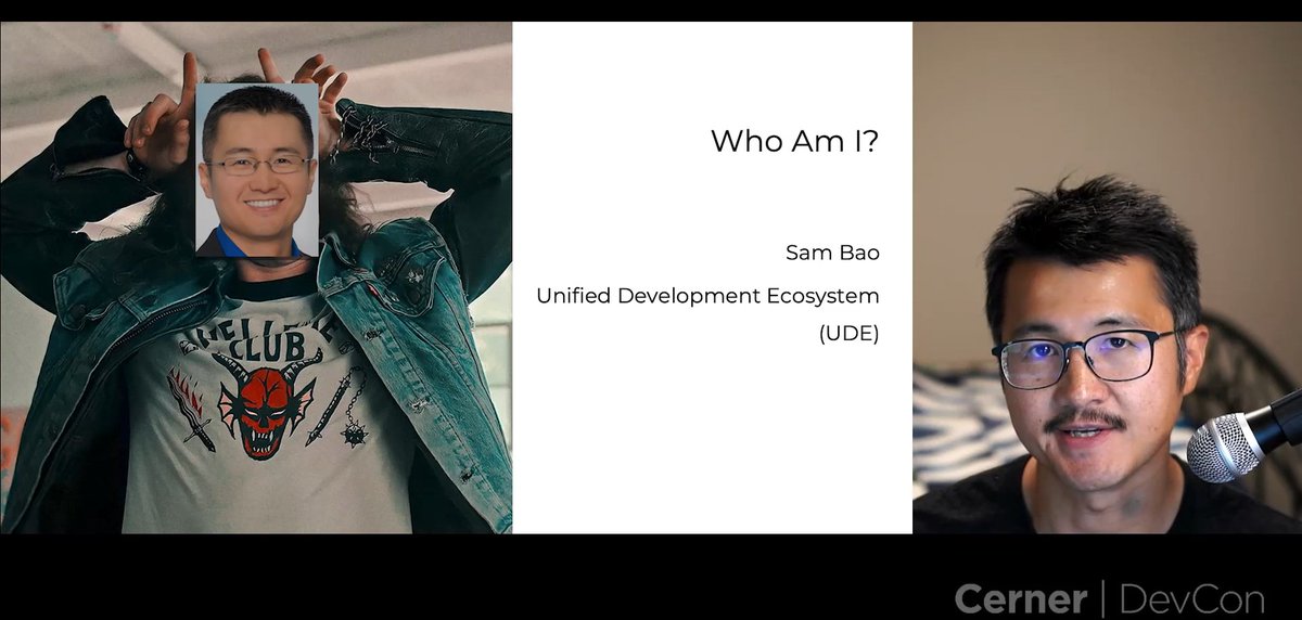 aakarsh7's tweet photo. A good @Stranger_Things reference is what everyone loves. @sambao21 kicks his talk off with a nod to the Hellfire Club. In his talk 'Commit it and (mostly) forget it' - Sam will talk about some of the changes to the development experience at @CernerEng 

#OracleCernerDevCon https://t.co/tvcGu7l2w9