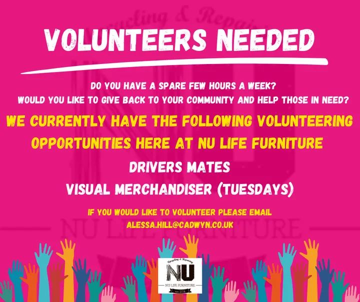 DO YOU HAVE A FEW SPARE HOURS FREE PER WEEK? Can you please share with your family and friends as @NU_Furniture need some volunteers ..