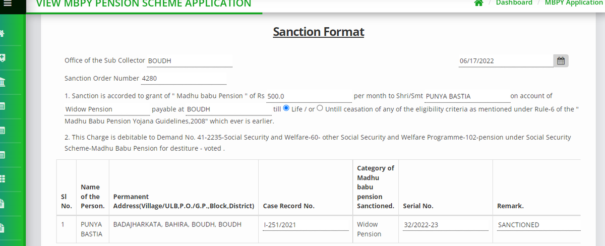 dmboudh's tweet photo. @FcBoudh @CMO_Odisha @HFWOdisha @MoSarkar5T @BoudhSub @mahapatra_ricky @Bishwaksenkuanr @ChandraMahakul Pension under MBPY has already been sanctioned in favour of Punya Bastia as reported by DSSO Boudh. https://t.co/uVwNumfLq8