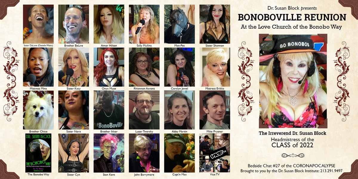 drsuzy's tweet photo. O What A Show: An Island of Pleasure #Communion & #Orgiastic Reunion in a Sea of Pain #Confusion & Ecocidal Delusion🏝️ Thx to #Vice😘 We Brothers & Sisters CAME 2gether in the #LoveChurch of #TheBonoboWay 4 Our "Bonoboville Reunion: #Classof2022💒 Watch: https://t.co/5lagEoD2M4😍 https://t.co/XK2TklEcj7