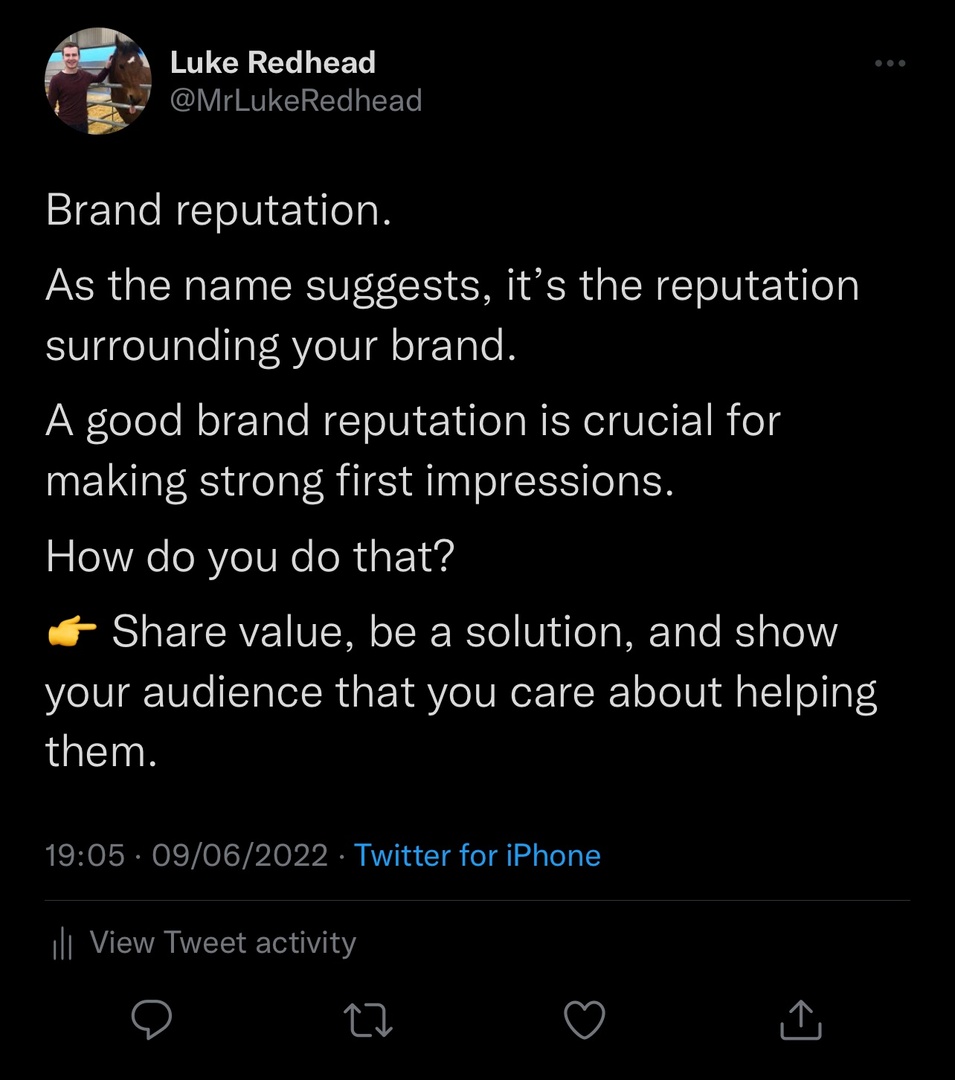sentrycollect's tweet photo. What is brand reputation?

It's so important for businesses, but many aren't aware of its existence. 

👉 A positive brand reputation is the key to starting those important conversations.

#DigitalPresence #ContentMarketing https://t.co/7bDLG8Lf1s