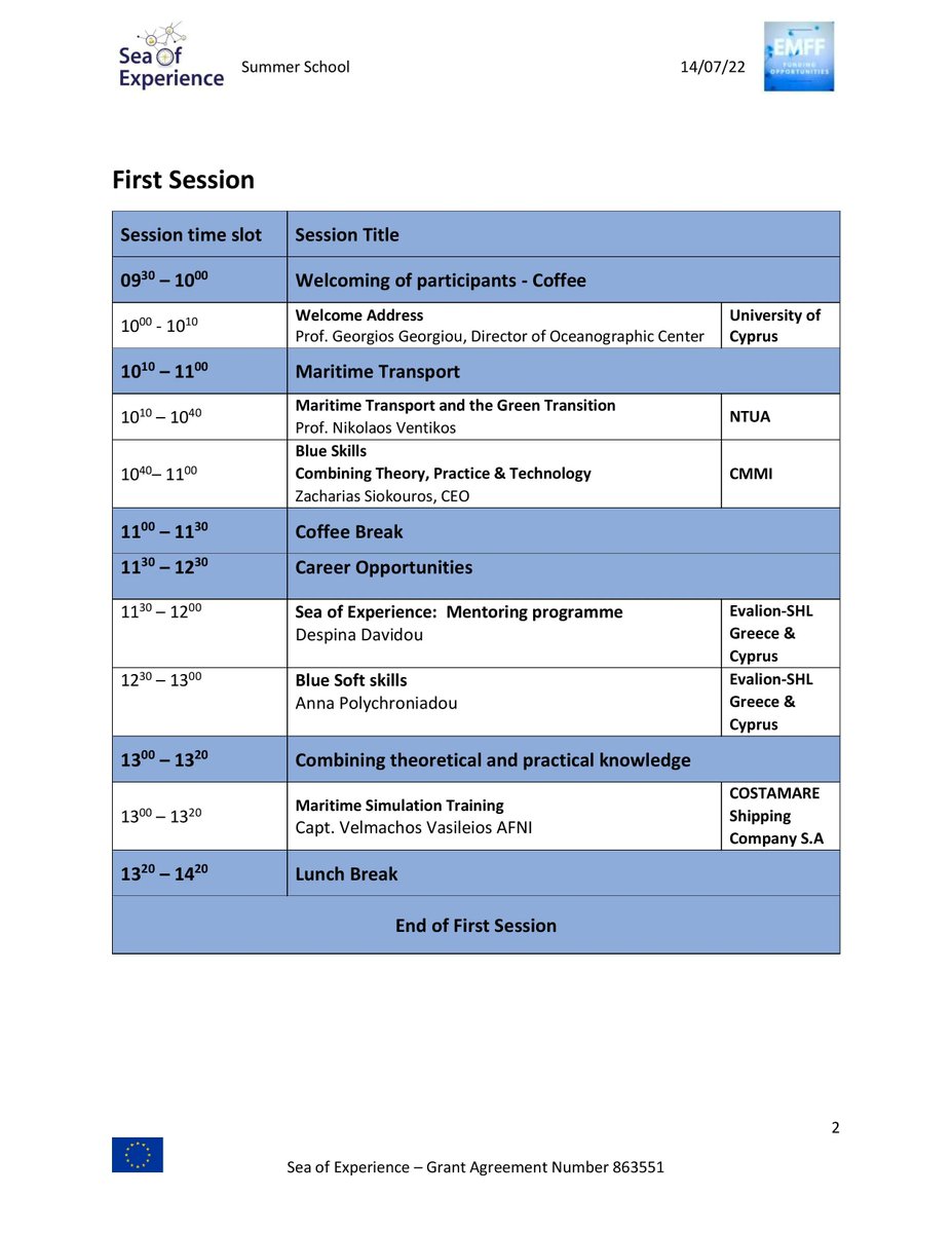 experience_sea's tweet photo. 📢 📢 📢 📢 HAPPENING NOW !!!
Blue Careers Training School 

📆  Thursday 14/07
🕛  10:00 - 16:20
📌 CMMI House Larnaka 

Event Agenda
👇 👇 👇 👇 👇 👇 👇 👇 👇 👇 👇 https://t.co/u6G7Ns5VEF