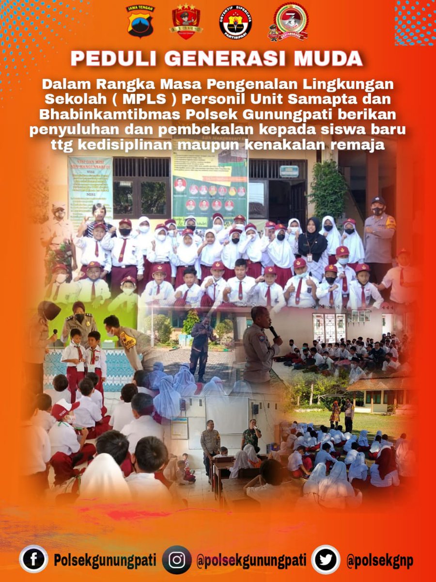 polsekGNP's tweet photo. @polsekGNP Bhabinktm &amp; Samapta Polsek Gunungpati giat MPLS berikan penyuluhan &amp; sosialisasi kenakalan remaja
@divisihumaspolri @humas_poldajateng @luthfi_1091 @abiyososenoaji
@humasrestabessmg @irwananwar_94
@ardiyuswanto @reckyrobertho @Warijan18510527 @semarangpemkot https://t.co/4C8xBjYaUA