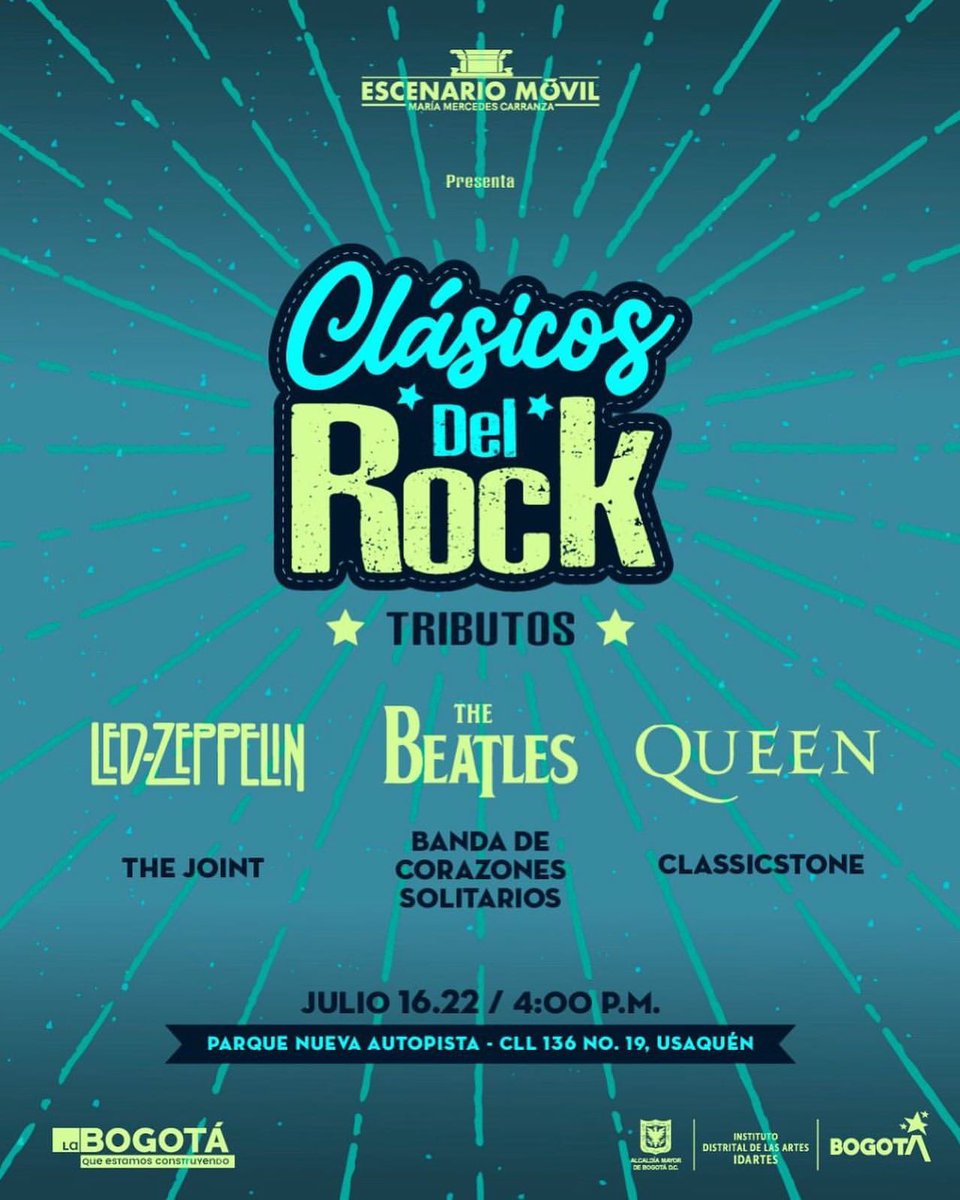 El sábado 16 de julio tendremos el honor de presentar nuestro TRIBUTO A QUEEN 👑 en el magnífico Escenario Móvil de <a href="/idartes/">Idartes</a> que estará ubicado en el Parque Nueva Autopista.

Será una tarde de música al aire libre con los mejores tributos al rock clásico inglés.

¡Allá nos vemos!