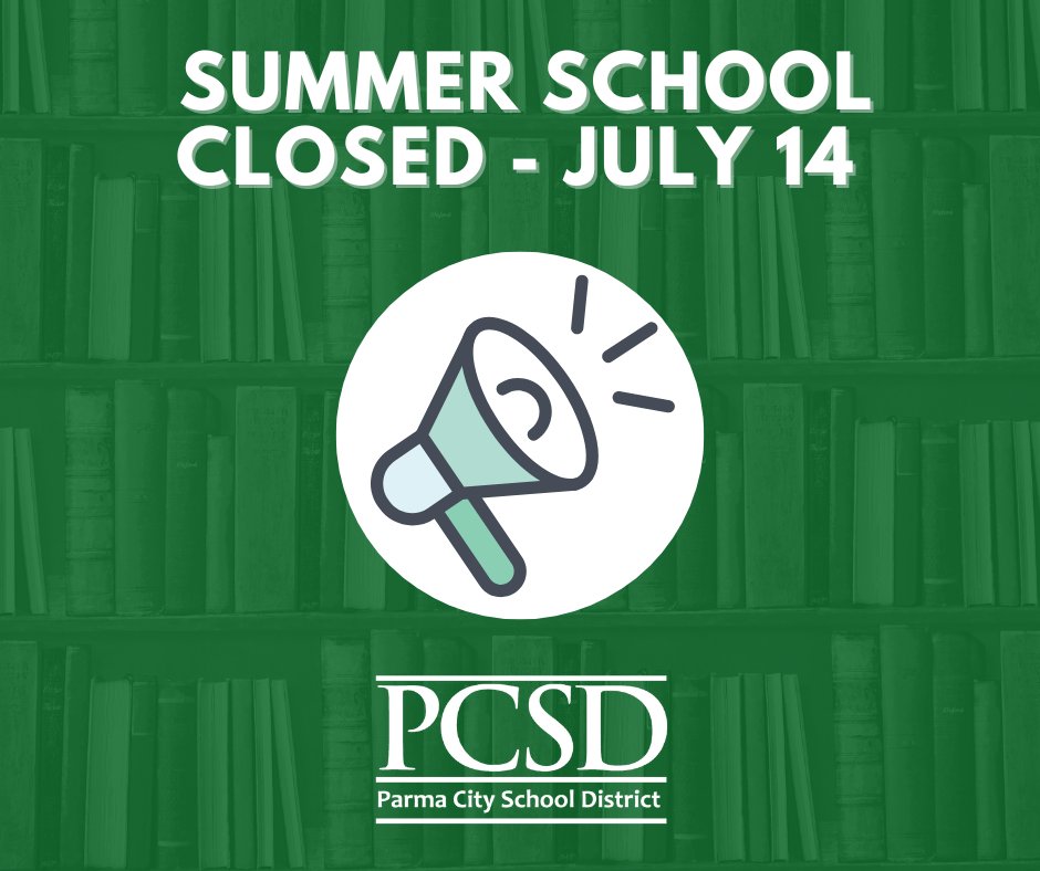 ParmaSchools's tweet image. Summer School is closed tomorrow, July 14, 2022, because of a threat of violence. Please click the following link to read more: tinyurl.com/5n7474dr