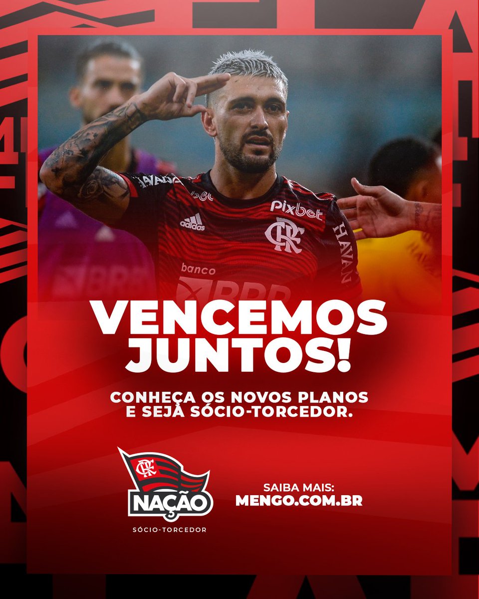 Flamengo's tweet photo. CLASSIFICADO! 🔴⚫

Avançamos em mais uma competição com o apoio da Maior Torcida do Mundo. Agora, chegou a hora de você garantir prioridade na compra de ingressos para os nossos jogos decisivos. Acesse https://t.co/gZzhMfnSmH e seja sócio-torcedor! https://t.co/zmJCs7REXK