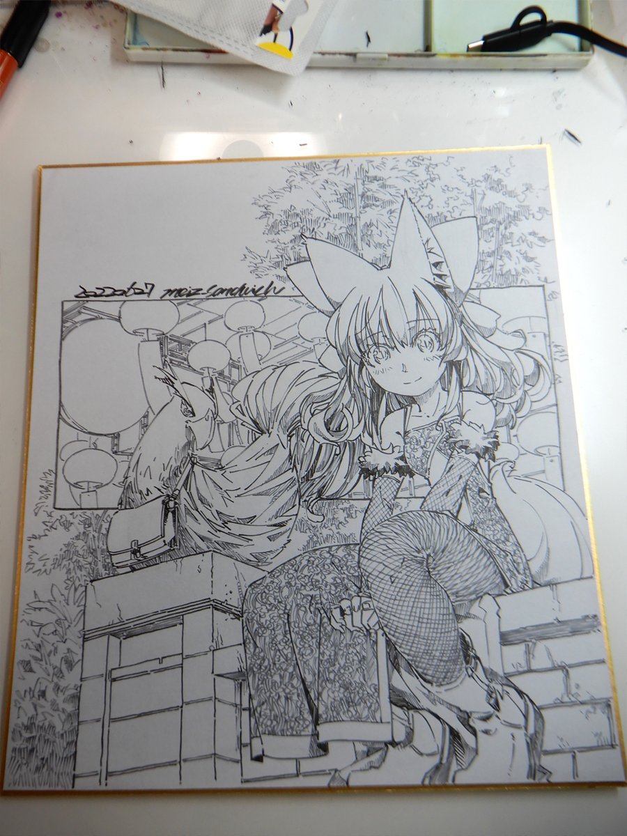 線画。数回に分けてペン入れした為に、無造作に作業が増えてしまった感じ。 