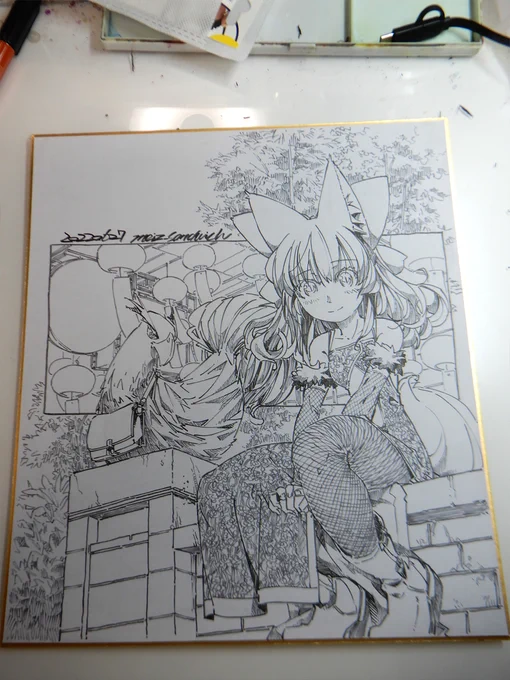 線画。数回に分けてペン入れした為に、無造作に作業が増えてしまった感じ。 