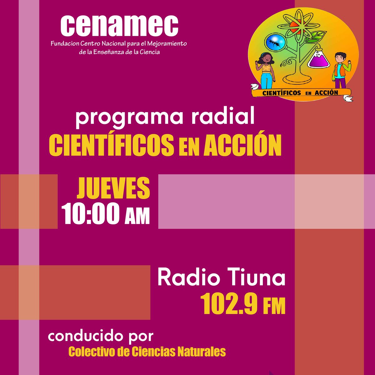 Jueves #14Jul. a las 10:00 am, El equipo Multidisciplinario de Ciencias Naturales de la Fundación #CENAMEC, estará conversando de una manera amena sobre el Tema: Agroecología y los Biocontroladores en su Programa #Cientificos en Acción” Participa a través: 04269091783-04142224672