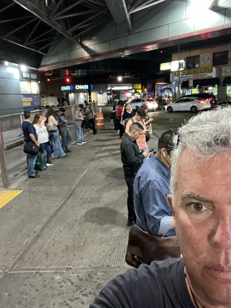 JimRockaway's tweet photo. .@NYCTBus @MTA why can’t we have bus countdown clocks at one of busiest subway/bus stations in NYC? Always long lines for #Q49, #Q33 #Q47 & #Q70(& nearby buses too!). It would make so many people’s commute better. Frequency is best but knowing when bus is coming is 2nd. https://t.co/tCUgnAVdHk