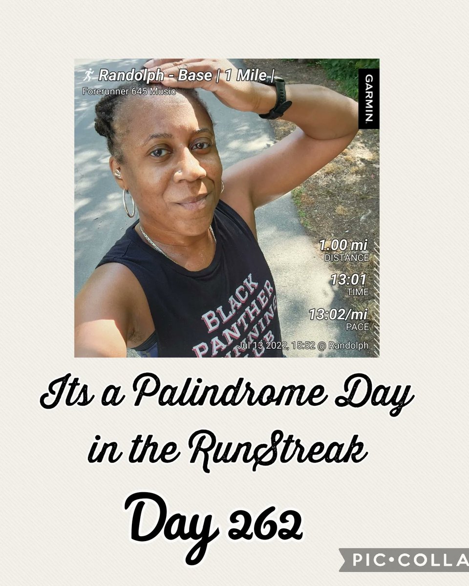 Sweetroez's tweet photo. RunStreak 262 a Palindrome Day #beatyesterday #rwrunstreak #garmin #InDezStreetz #livingAudaciosly https://t.co/i88Y7aPA4X