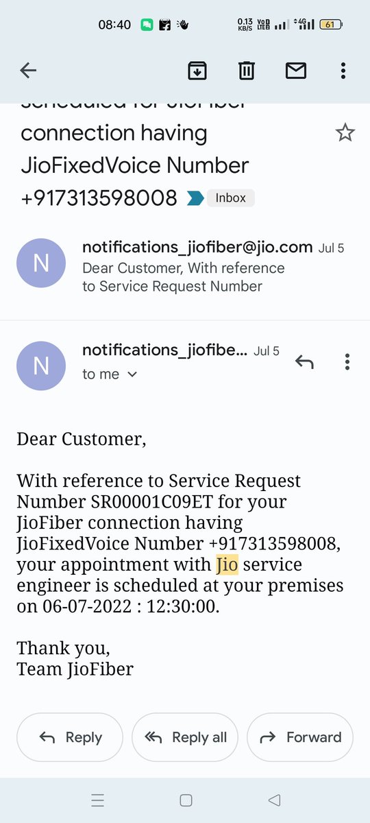 AmulyaKhetan's tweet photo. Jio worst service ever.  Service request number (SR00001C09ET) for my jio fibre dated, 5th july 2022 hadn't be resolved yet, no service engineer visited till date at my place and no proper answer got from customer care number @JioCare @_MukeshAmbani @AshwiniVaishnaw @anilambani https://t.co/05EWSIJK00