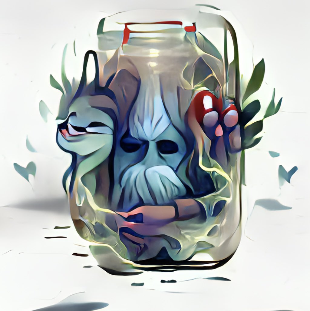meteor_labs_'s tweet photo. Spirit in a jar - is it a soul in a vessel, or a bottle of liquor? AI interprets texts in unique ways, sometimes almost like black humor. Just as those imprisoned souls longing for freedom.

#nftart #NFTcollections #NFTs #AI https://t.co/robGBpYw5l