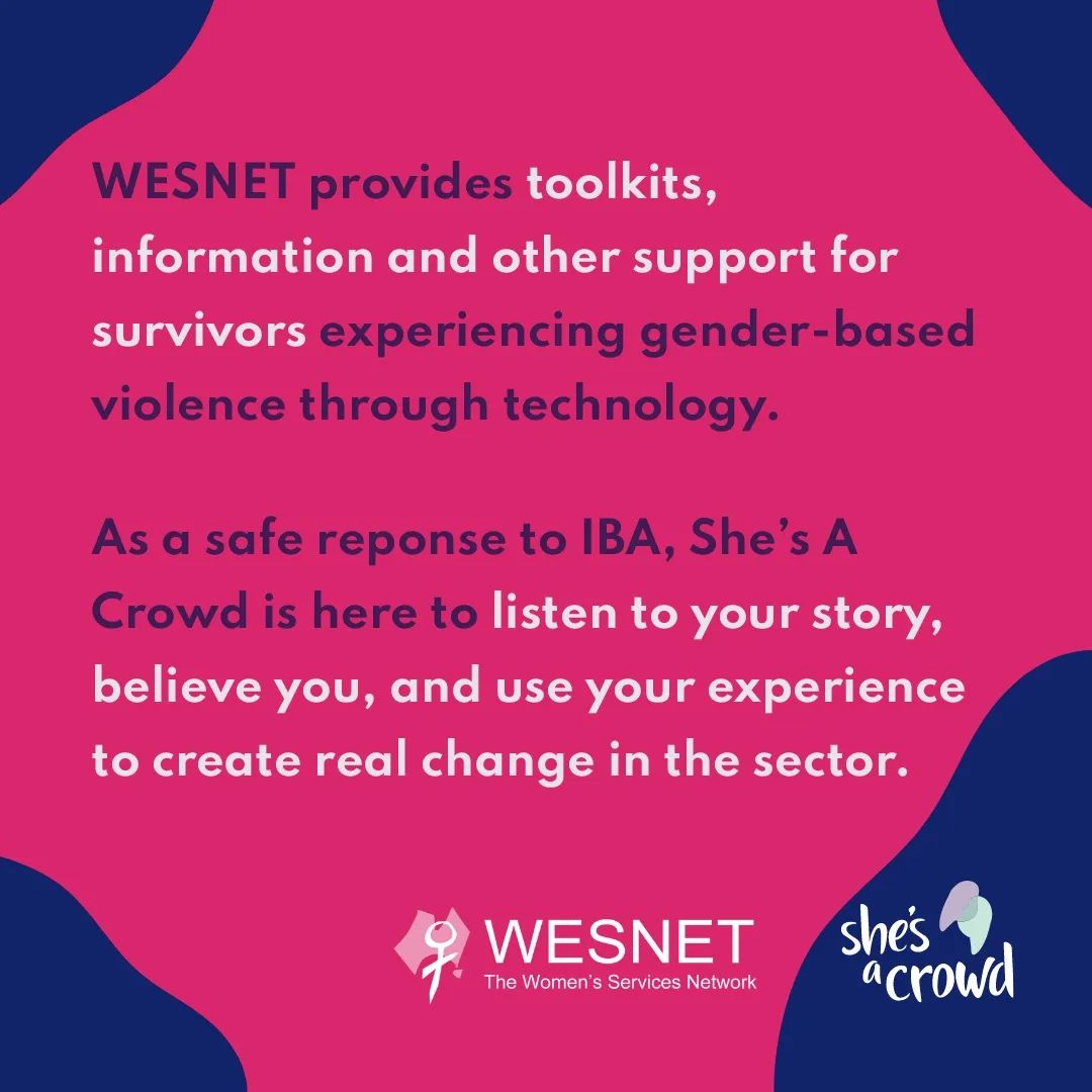 shesacrowd's tweet image. @WESNETAustralia works for a future where all women and children live free of domestic and family violence and its consequences. @shesacrowd uses crowdsourced data to make spaces safer for women and gender-diverse people. 

#WESNET #ImageBasedAbuse #ShareYourStory #DV