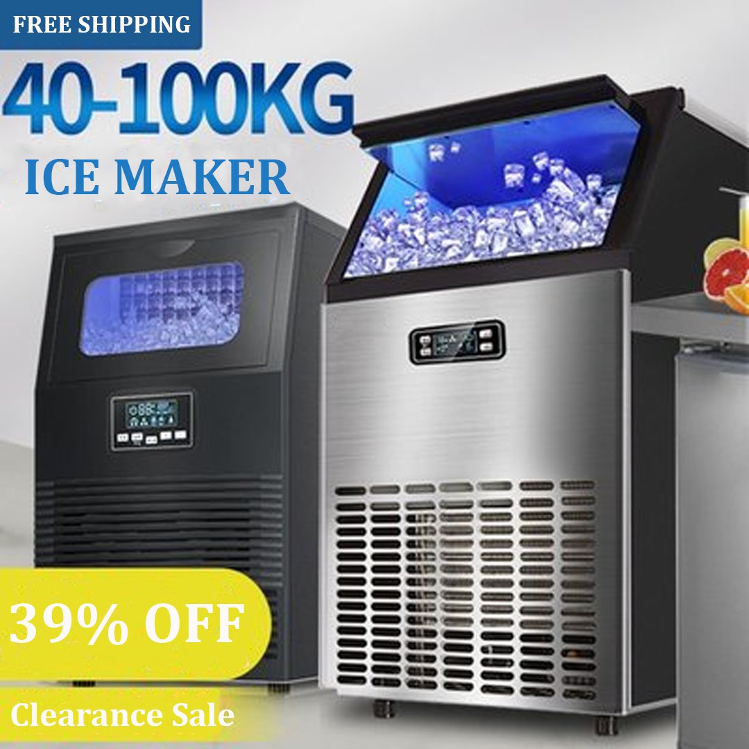 Clearance!! 40% off😍✅Free Shipping! Shop-> bit.ly/3NfI93E Commercial Ice Maker 88lbs/24h with 29lbs Storage 3x8 Cubes Commercial Ice Machine 110V Automatic Ice Machine for Restaurant Bar Cafe