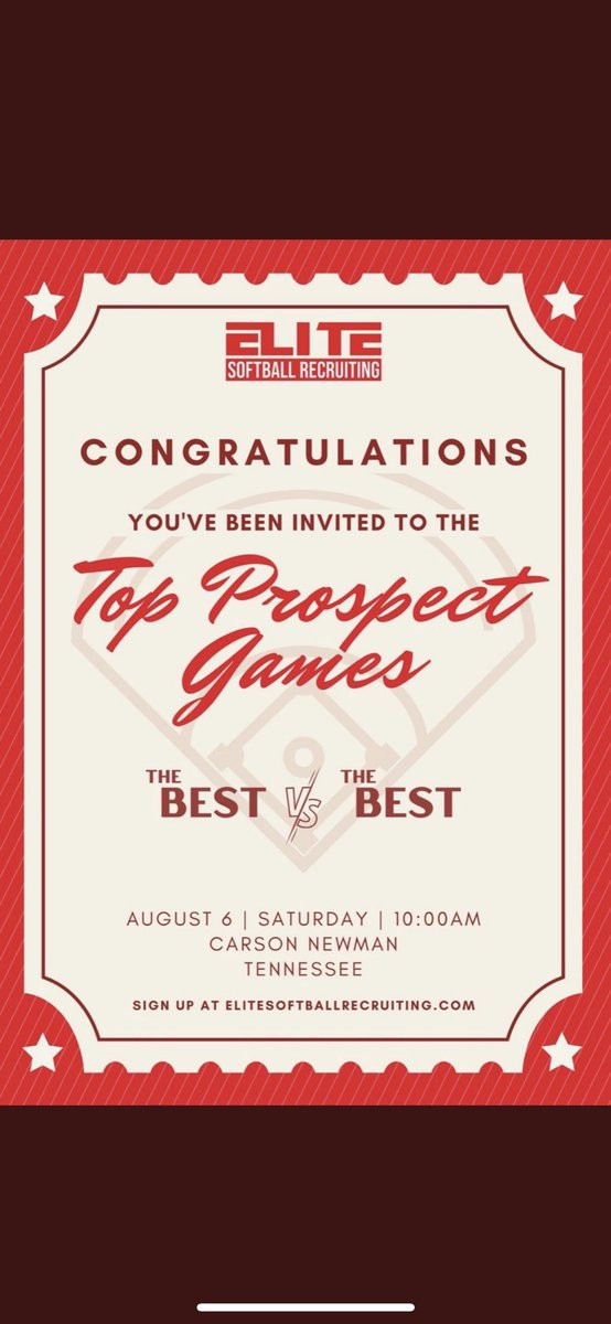 crystallcooke18's tweet photo. so excited to have been invited to play in the top prospect games, thank you @EliteSoftballR1  !!! https://t.co/3iatSTGEvx