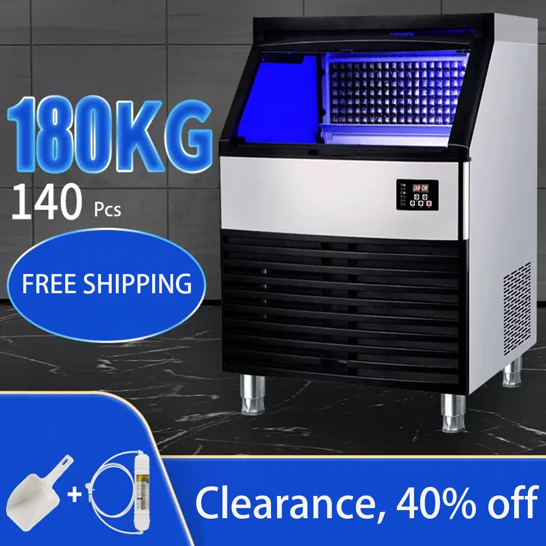 Clearance!! 40% off😍✅Free Shipping! Shop-> bit.ly/3NfI93E Commercial Ice Maker 88lbs/24h with 29lbs Storage 3x8 Cubes Commercial Ice Machine 110V Automatic Ice Machine for Restaurant Bar Cafe