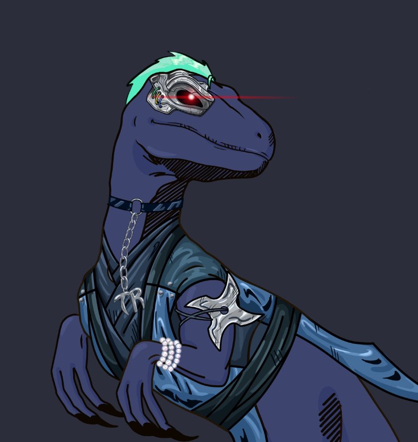 FluitJohn's tweet photo. I couldn't resist!!  My newest raptor to add to my dark team!!!  Check out this artist!!  @Raptored59311   link to his collection in his profile!!  Help to support by buying one for your self.   Even if your don't buy help by retweeting this post.   Thanks  @cryptocomnft family. https://t.co/tkCQZe9Yj0