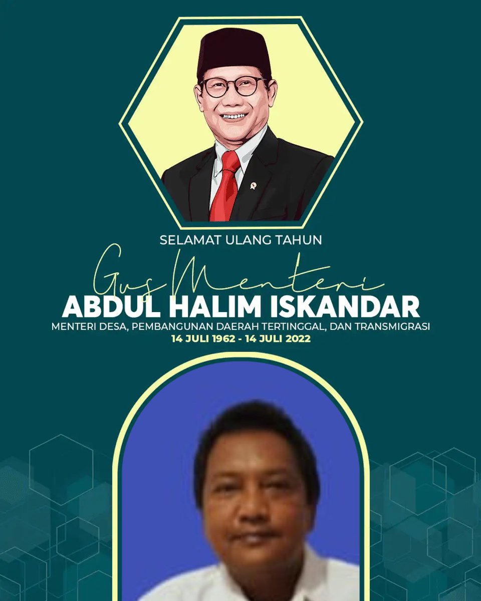 Selamat Milad #GusMenteri @kemendespdtt <a href="/halimiskandarnu/">ABDUL HALIM ISKANDAR</a> semoga panjang Umur, sehat selalu berkah &amp; makin sukses. 
#tppkemendes #tpppusat
<a href="/jokowi/">Joko Widodo</a> <a href="/taufikmadjid71/">IG : taufik.madjid</a> <a href="/malik_haramain/">malikharamain</a> <a href="/LuthfiyahNurla1/">Luthfiyah Nurlaela</a> @yusradaridesa <a href="/tppkemendes/">TPP KEMENDES</a> <a href="/Pusat_PPMD/">Pusat PPMD</a> @bpsdmkemendes <a href="/SukoyoKasekpro/">Sukoyo</a>
<a href="/tppi_p3mdbkl/">tppi P3MD BENGKULU</a>
