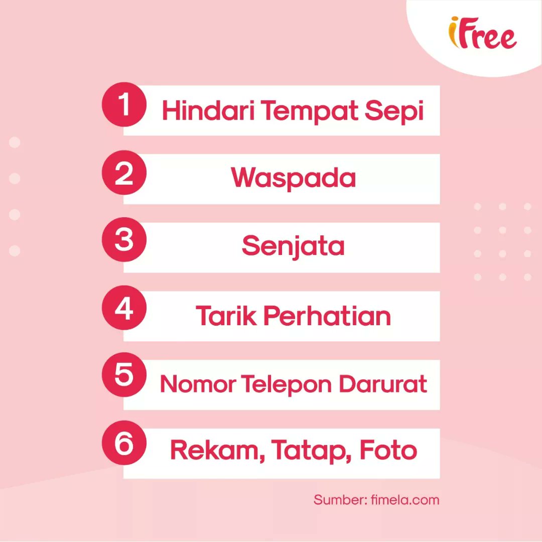 Mba_Uths's tweet photo. Berikut beberapa tips yang bisa Supergirls lakukan demi melindungi diri dari pelecehan seksual.
1. Hindari Tempat Sepi
2. Waspada
3. Senjata
4. Tarik Perhatian
5. Nomor Telepon Darurat
6. Rekam, Tatap, Foto

#iFree
#TipsMbaUths
#LetsAgainsttheSexualHarassment https://t.co/vguZvl039z