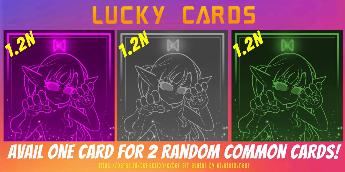 elvatar02's tweet photo. 📢𝙇𝙪𝙘𝙠𝙮 𝘾𝙖𝙧𝙙𝙨 𝘼𝙡𝙚𝙧𝙩!!!📢 Avail one card for 2 random Common cards!! Check here!👇
https://t.co/bTgxcDvoLw

@ParasHQ @NEARProtocol @NEARPhilippines @NEAR_daily 
#NFTs #NFTdrops #NFTshill #NFTCommmunity #NFTcollections #nftcollectors #nftcollector #NFTsales https://t.co/JsEM5shHCO