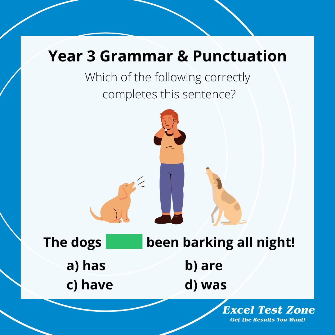 TestExcel's tweet image. Are you enjoying the school holiday break? Have a look at this fun Grammar &amp;amp; Punctuation question we have asked our student followers to answer! 🐶🐩🐕
#exceltestzone #year3 #holidayfun #quiztime #grammarandpunctuation  #elearning #educational #ausschools