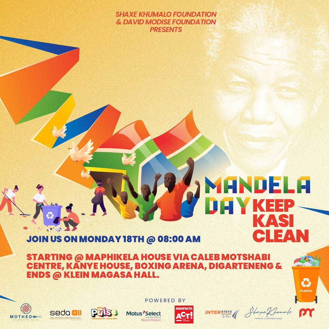 ShaxeKhumalo's tweet photo. What do you know about Maphikela House, Caleb Motshabi Centre, Kanye House, Boxing Arena, Digarteneng & Klein Magasa Hall?โฆโฆ.Join us on Mandela Day to Keep Kasi Clean & learn more about these historical sites. #KeepKasiClean https://t.co/7dYcHfjEdd