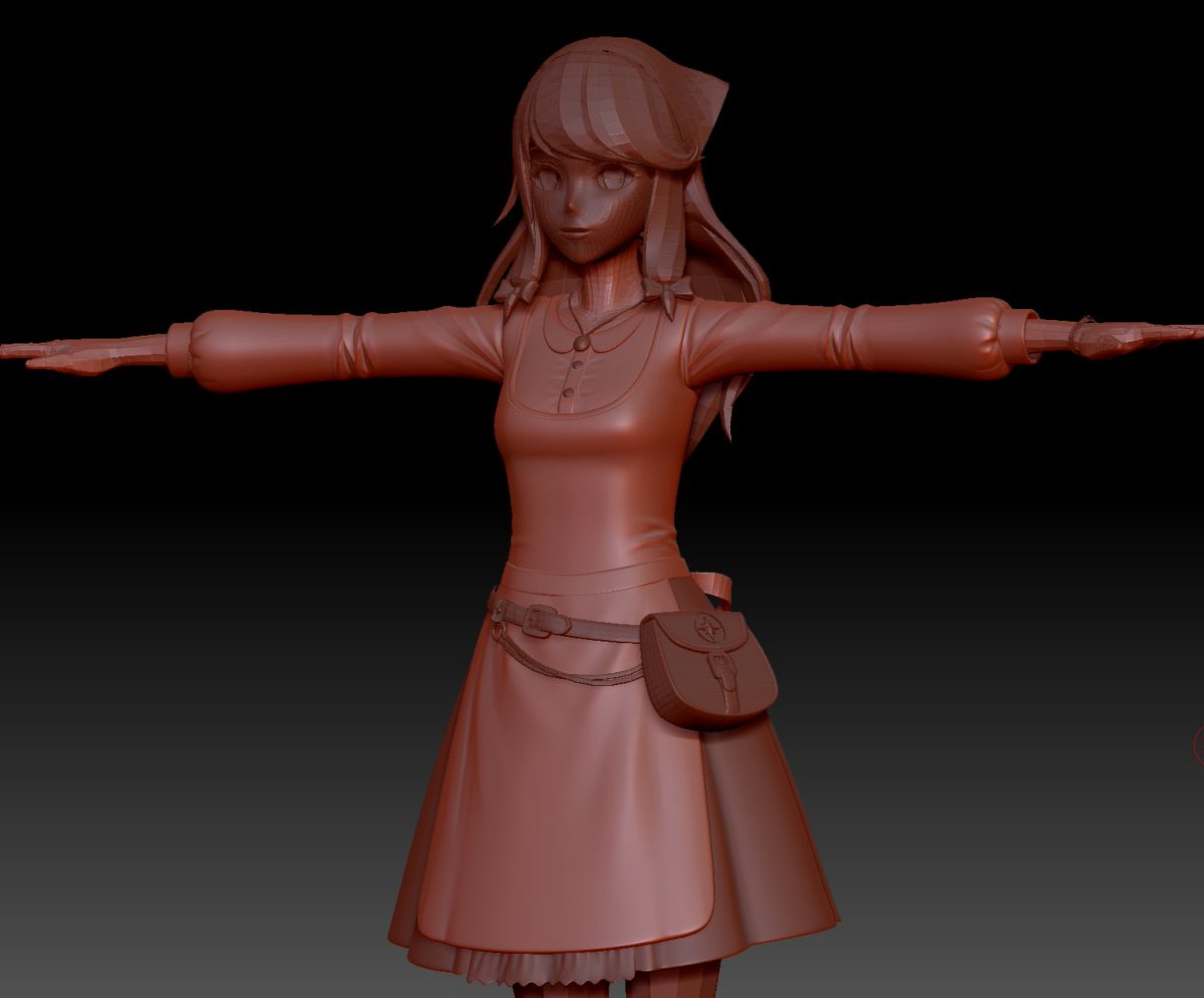 SkyRealmInt's tweet photo. Amber's High poly is getting close to completion! Just sculpted some cloth wrinkles in. Probably has to wrestle with it some more when I start to paint in some of the details in color map.
#projectskyfarm #indiegamedev #indiegame #gamedev #indiedev #blender #3dart #characterart https://t.co/mZN41vgOT3