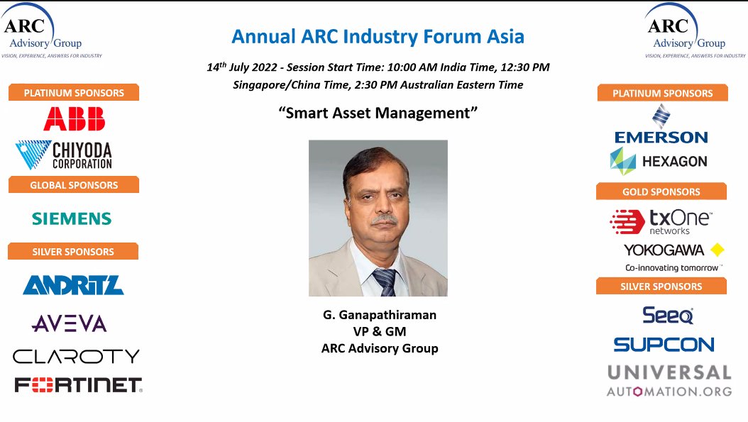 Sharada1808's tweet photo. Raman speaks on Smart Asset Management at the ARC Industry Forum Asia... https://t.co/9MQCbYkWvi
