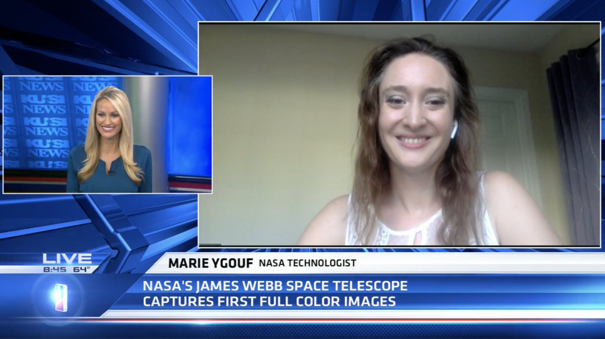 This is me, admittedly tired after a pretty chaotic night, debuting live on US TV to talk about #JWST. I hope I didn’t confuse them too much 🙃